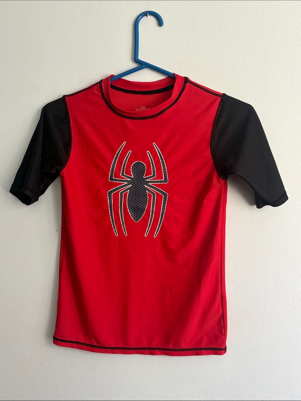 Kids Red & Black Spider Graphic Rash Guard Swim Top